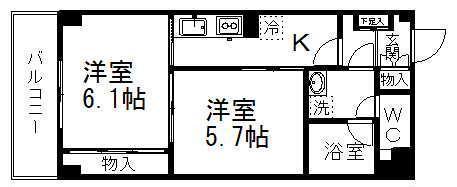 サニープレジデント弐番館(2K/1階)の間取り写真