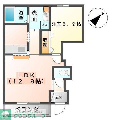 ノーブル・ファイン・アクア(1LDK/1階)の間取り写真