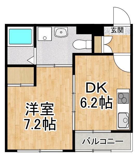グレイス長等(1DK/2階)の間取り写真