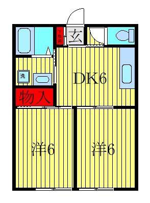 東和開発第3ハイツ(2DK/2階)の間取り写真