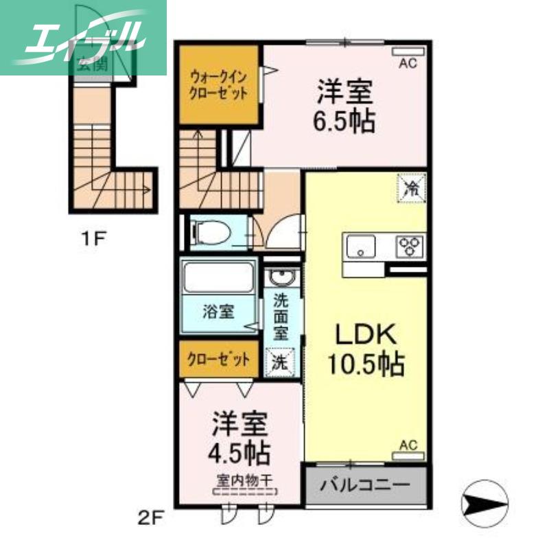 ルヴァン ドゥ ソレイユ(2LDK/2階)の間取り写真