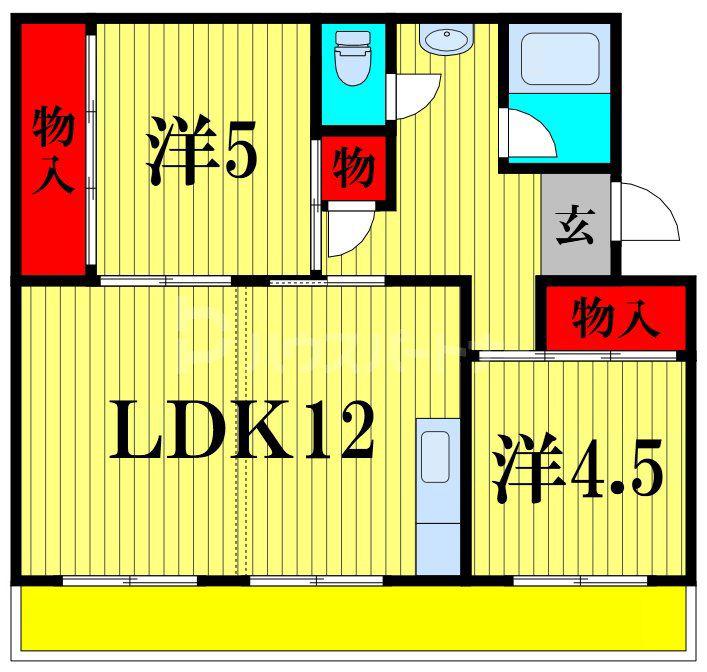 牧の原団地2-10(2LDK/5階)の間取り写真