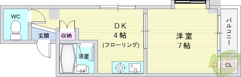 メイフェアーマンション(1DK/2階)の間取り写真