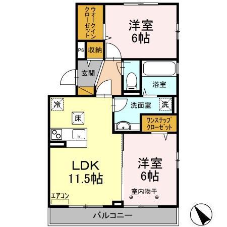 ヴェルコンフォール(2LDK/1階)の間取り写真