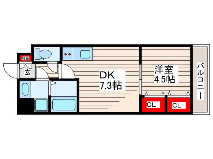 レピュア西葛西レジデンス(1DK/4階)の間取り写真