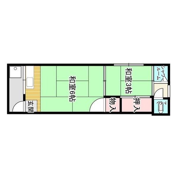 浜田文化(2K/2階)の間取り写真