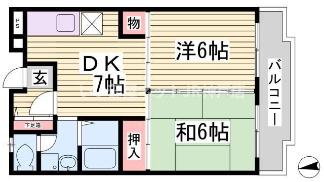近畿荘(2DK/1階)の間取り写真
