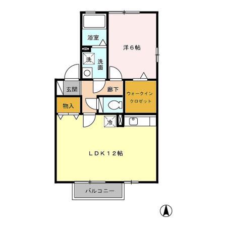 プリマベーラ・ユカ B(1LDK/2階)の間取り写真