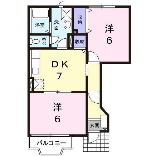 セゾンパラータ(2DK/1階)の間取り写真