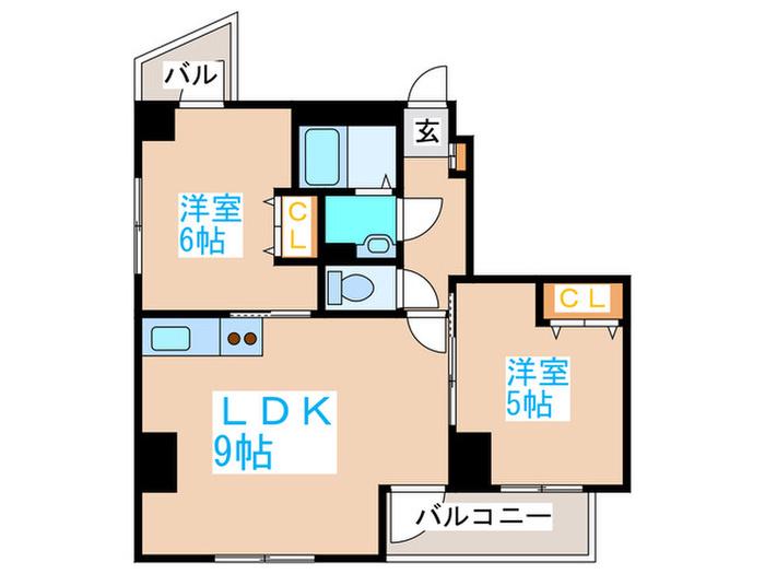 パルテール(2LDK/6階)の間取り写真