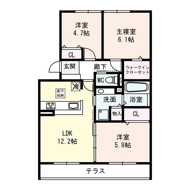 シルトクレーテ(3LDK/2階)の間取り写真