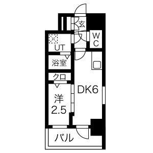 エスリード池下レスティア(1DK/7階)の間取り写真