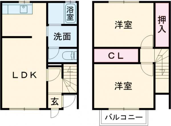 ドリームハイツA棟(2LDK/1階)の間取り写真