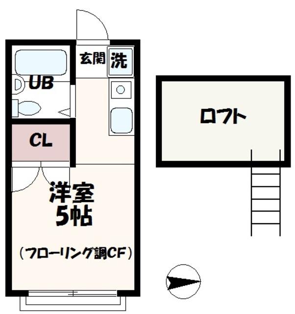 清水ヶ丘パレス(ワンルーム/2階)の間取り写真