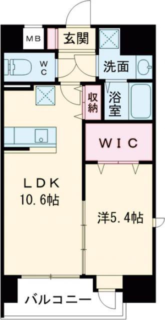 LA VIE CLAIRE TUBOI(1LDK/14階)の間取り写真