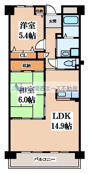 カーサ・花水木(2LDK/2階)の間取り写真