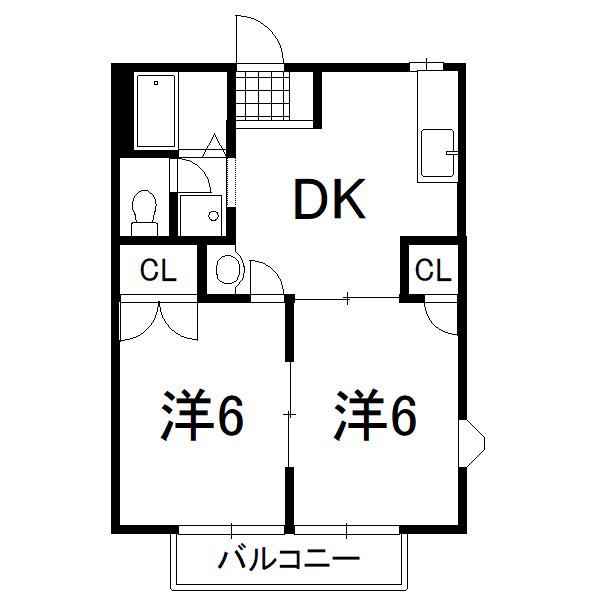 ファミールI(2DK/1階)の間取り写真