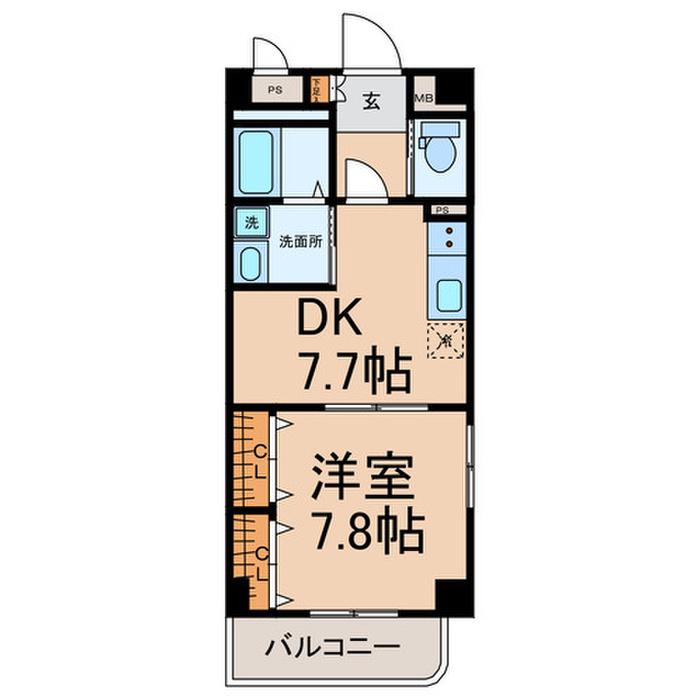 CASA LUCE(1DK/2階)の間取り写真