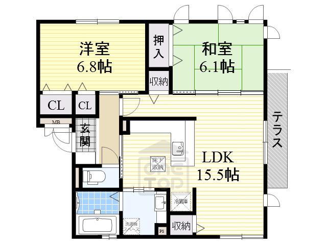 PROUD HILLSⅡ(2LDK/1階)の間取り写真