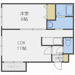 MTガーデン発寒南II(1LDK/2階)の間取り写真