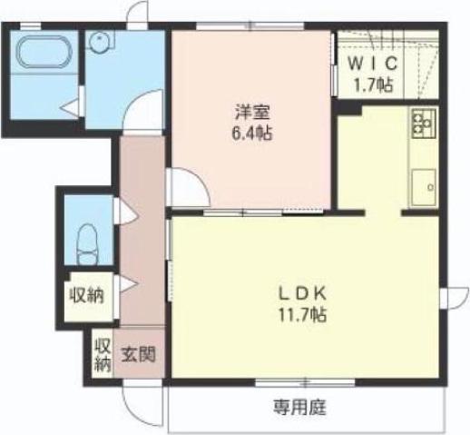 セプテムふじみ野A(1LDK/1階)の間取り写真
