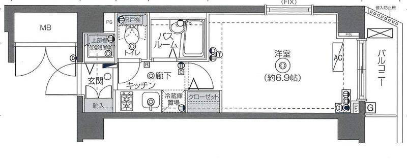 フェニックス西新宿参番館(1K/2階)の間取り写真