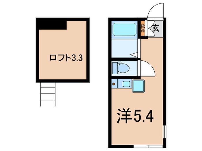 リュミエ安善(ワンルーム/2階)の間取り写真