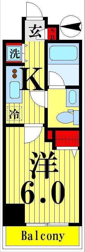 プレセダンヒルズ北千住II(1K/4階)の間取り写真