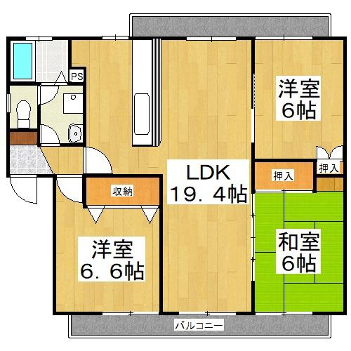 サンビレッジ江並(3LDK/1階)の間取り写真