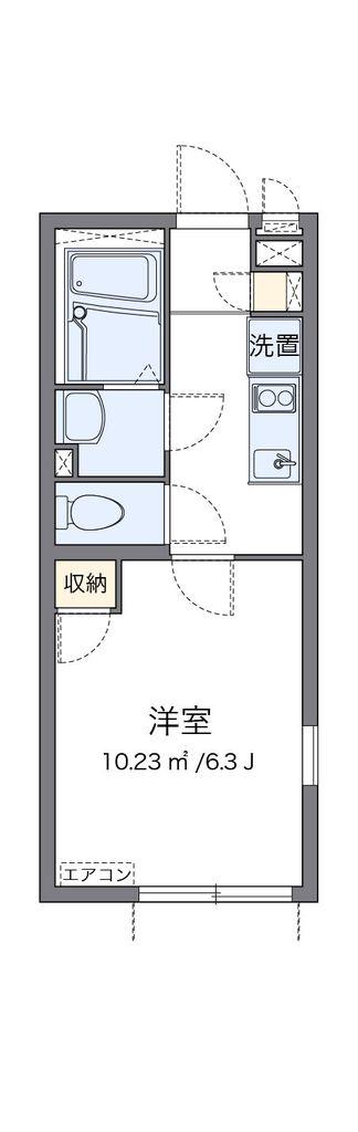クレイノ新町西(1K/1階)の間取り写真