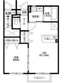 RIVER WOOD HISA(1LDK/1階)の間取り写真