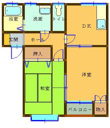 プルミエ村崎野(2DK/1階)の間取り写真