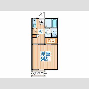 ハイツ旭ヶ丘(1K/2階)の間取り写真