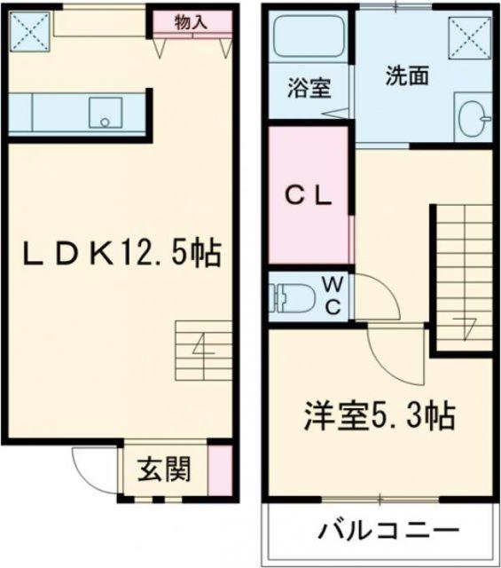 SQUARE PITII(1LDK/1階)の間取り写真