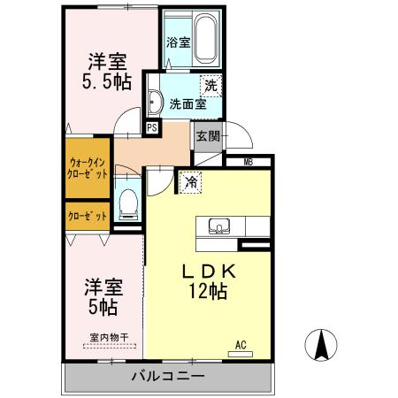 ラビエール南松永(2LDK/3階)の間取り写真