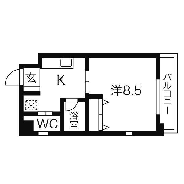 E-HOUSE(1K/4階)の間取り写真