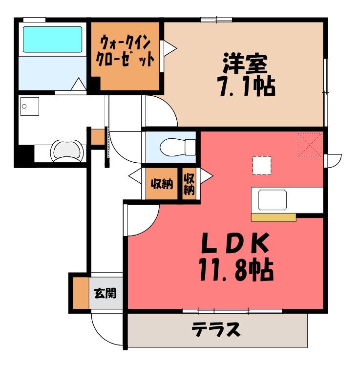ボニート(1LDK/1階)の間取り写真