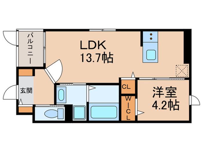 メルベーユ加島(1LDK/2階)の間取り写真