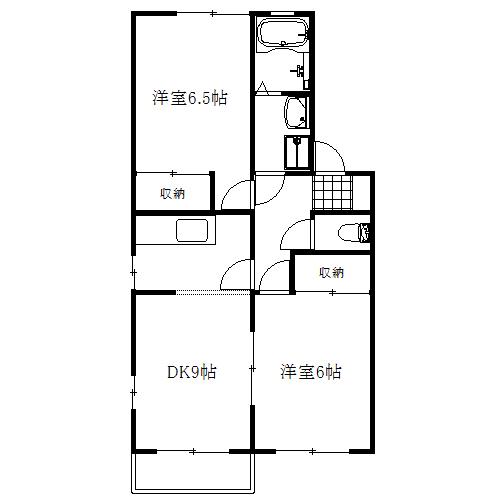 コーポ藤V(2DK/1階)の間取り写真