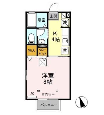 ソレイユ(1K/1階)の間取り写真
