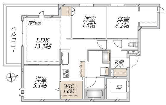 VESTA(3LDK/3階)の間取り写真
