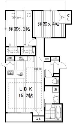 TRES RIOS(2LDK/2階)の間取り写真