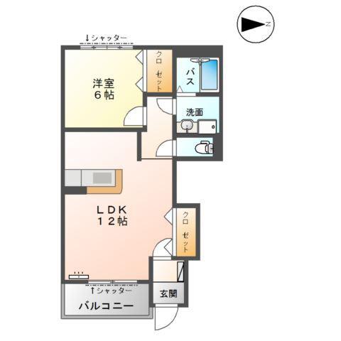 メゾン ドゥ サンマリノ(1LDK/1階)の間取り写真