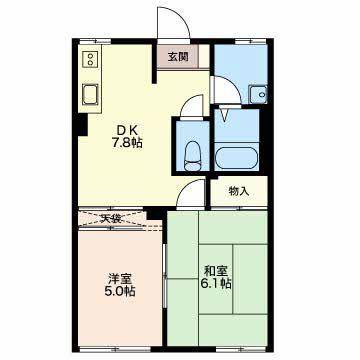 ハシェンダハイツ A(2DK/1階)の間取り写真
