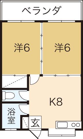 サンハイツ上沢Ⅱ(2DK/3階)の間取り写真