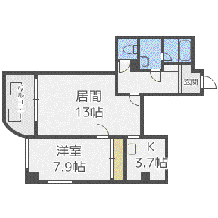 グランメゾン東札幌(1LDK/5階)の間取り写真