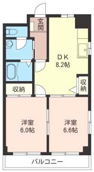 SHA MAISON ルミネールアン(2DK/2階)の間取り写真