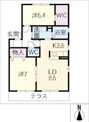 アトリオ金新田(2LDK/1階)の間取り写真