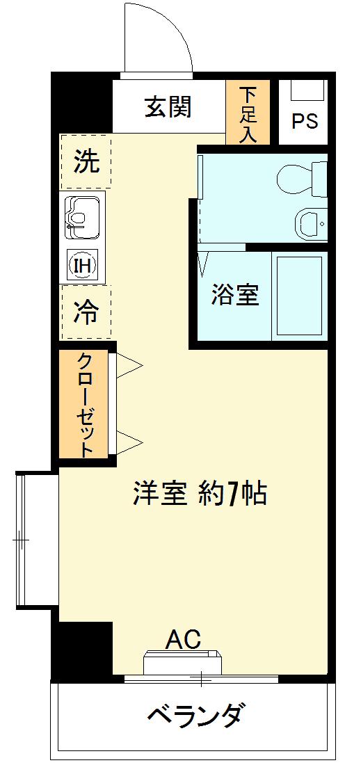 オールドコースト横濱(ワンルーム/7階)の間取り写真