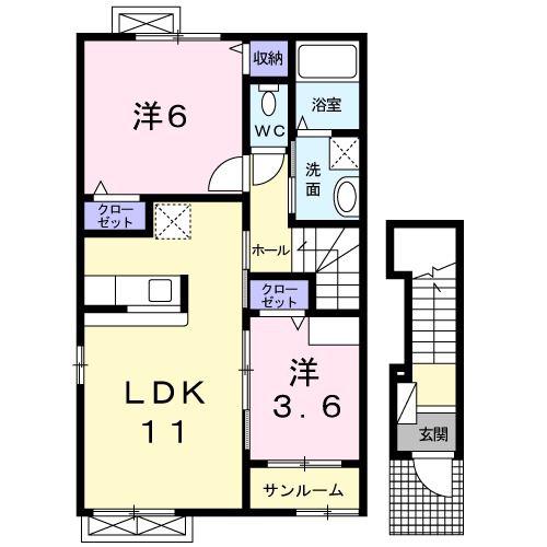 プリマヴェーラ(2LDK/2階)の間取り写真